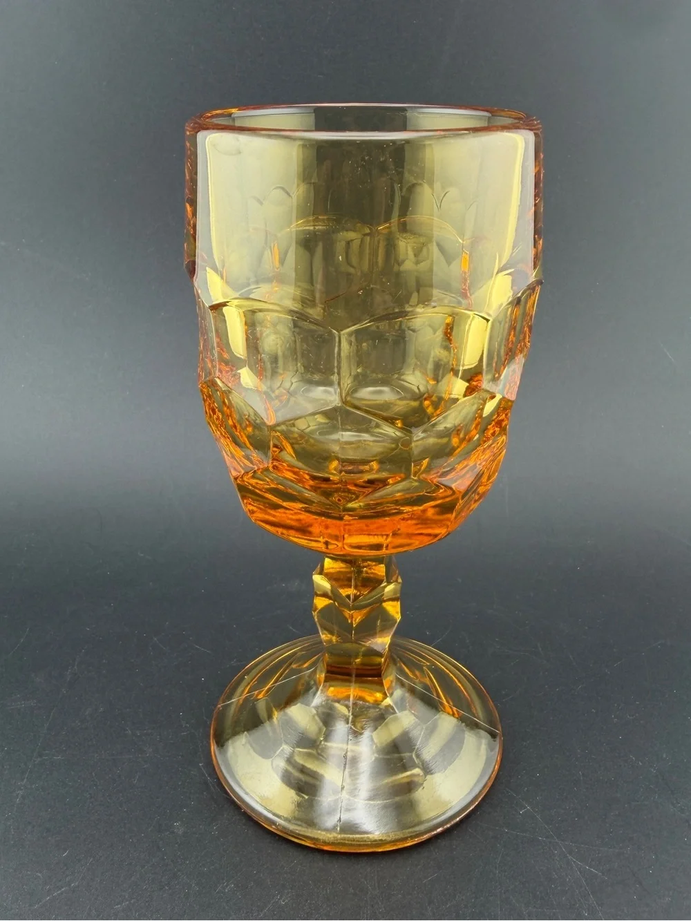 Vintage Viking Glass Georgian water goblet in amber glass honeycomb 4oz
